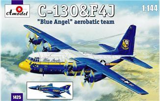 A Model 1/144 C130 Hercules & F4J Blue Angel Aerobatic Team Aircraft (2 Kits) Kit