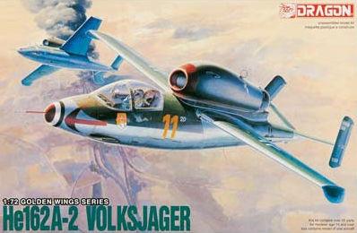 Dragon 1/72 Heinkel He162A2 Volksjager Fighter 1944 (Re-Issue) Kit