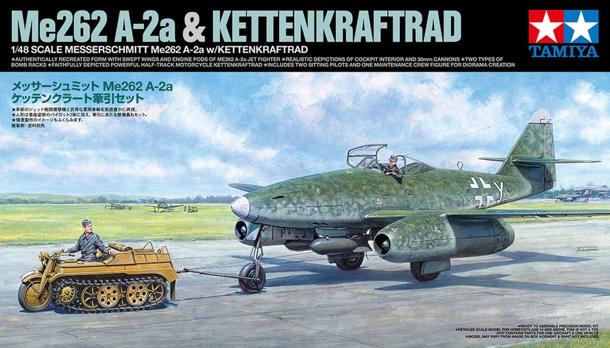 Tamiya 1/48 Messerschmitt Me262 A-2a w/Kettenkraftrad Towing Vehicle & 2 Crew (Ltd Edition)