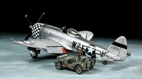 Tamiya 1/48 Republic P47D Thunderbolt Bubbletop Fighter w/1/4-Ton 4x4 Light Vehicle & 1 Crew (Ltd Edition) Kit