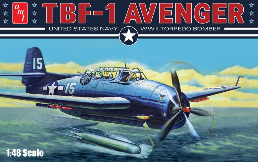 AMT 1/48 TBF1 Avenger USN WWII Torpedo Bomber Kit