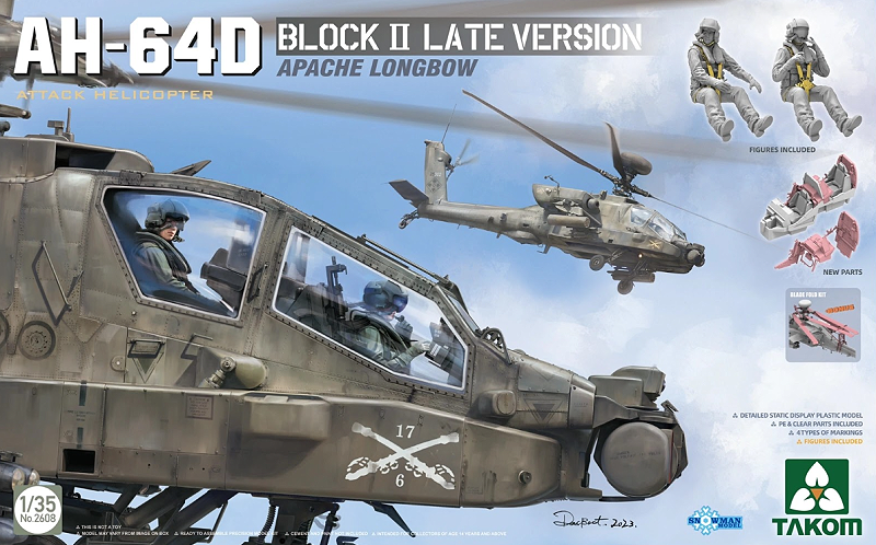 Takom 1/35 AH64D Apache Longbow Block II Late Version Attack Helicopter Kit