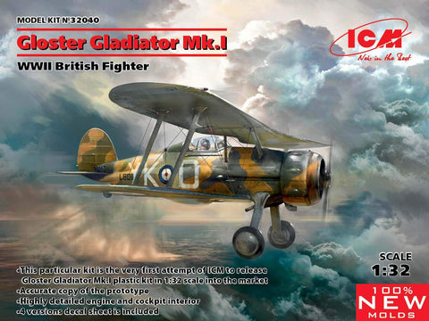 ICM Aircraft 1/32 WWII British Gloster Gladiator Mk I Fighter (New Tool) Kit