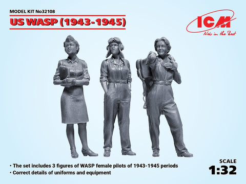 ICM Military Models 1/32 US WASP Figures 1943-1945 (3) (New Tool) Kit