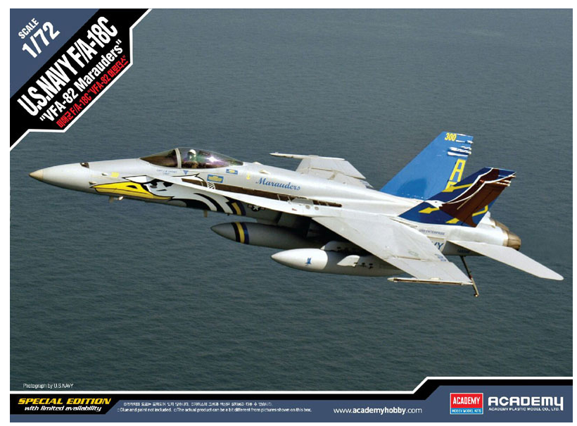 Academy Aircraft 1/72 F/A18C VFA82 Marauders USN Fighter Special Edition Kit
