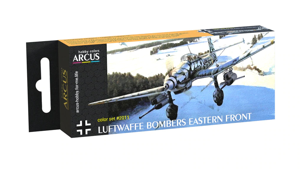 ARCUS 	Luftwaffe WWII Bombers Eastern Front Aircraft Enamel Paint Set (6 Colors) 10ml Bottles