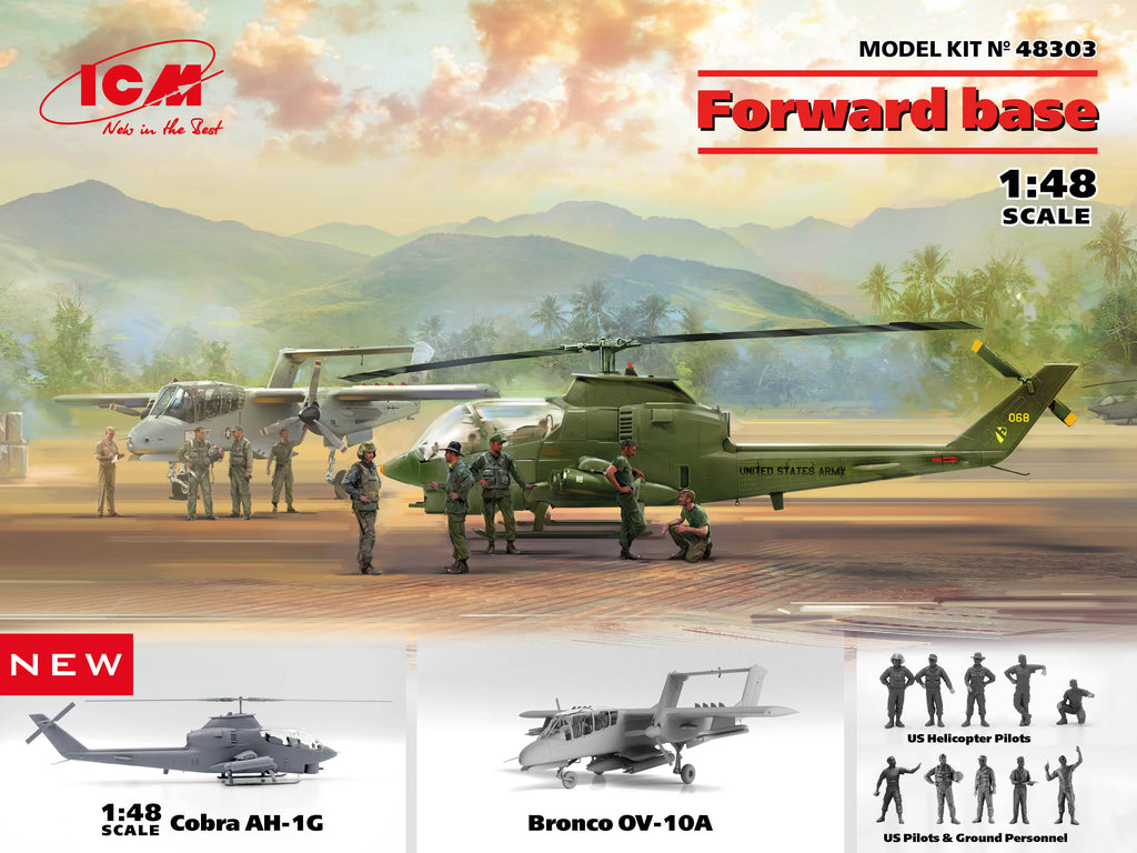 ICM 1/48 Forward base Cobra AH-1G + Bronco OV-10A with US Pilots & Ground Personnel and US Helicopter Pilots Kit