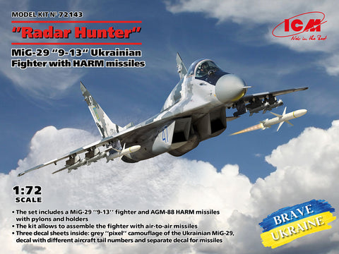 ICM 1/72 MiG-29 “9-13” Ukrainian Fighter With HARM Missiles Kit