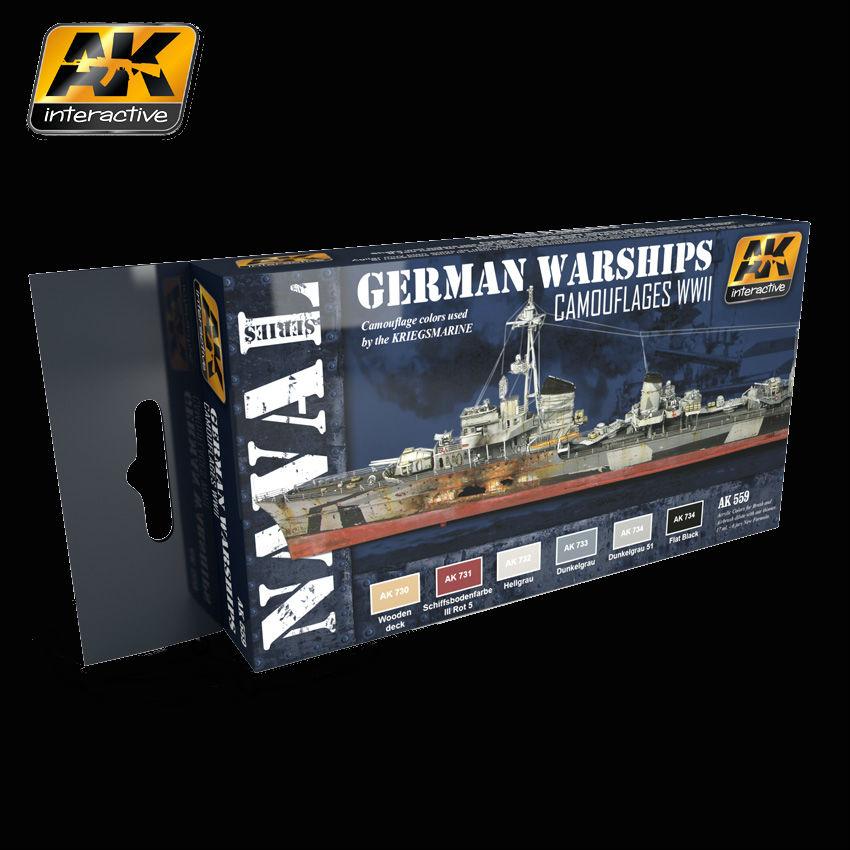 AK Interactive WWII German Warships Camouflages Acrylic Paint Set (6 C –  Model Airplane Depot
