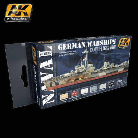 AK Interactive WWII German Warships Camouflages Acrylic Paint Set (6 Colors) 17ml Bottles