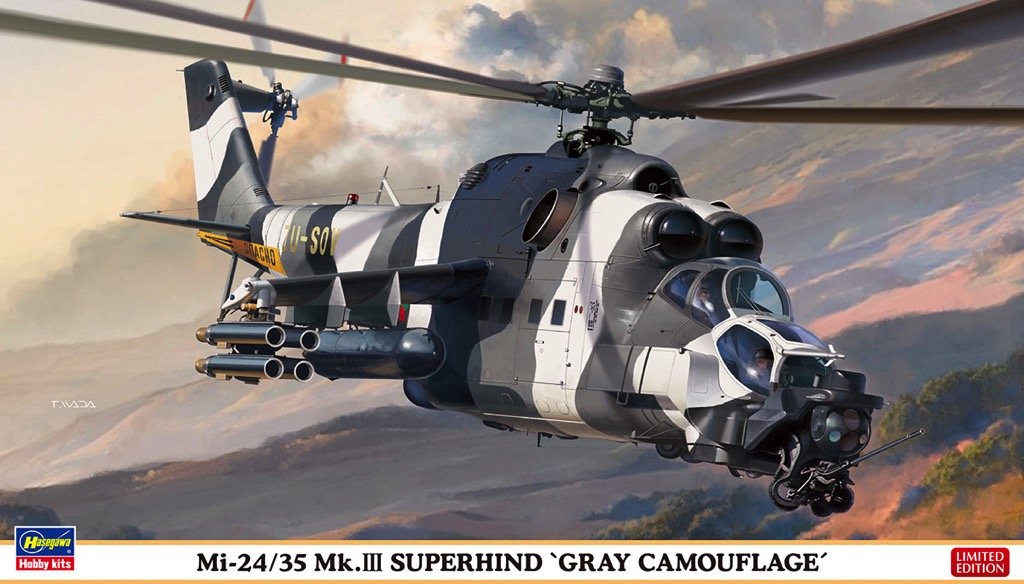 Hasegawa Aircraft 1/72 Mi24/35 Mk III Superhind Gray Camouflage Helicopter Kit