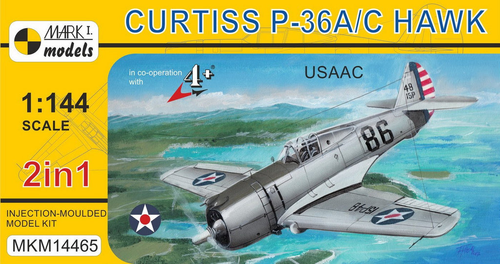 Mark I 1/144 Curtiss P36A/C Hawk USAAC Fighter (2 Kits)