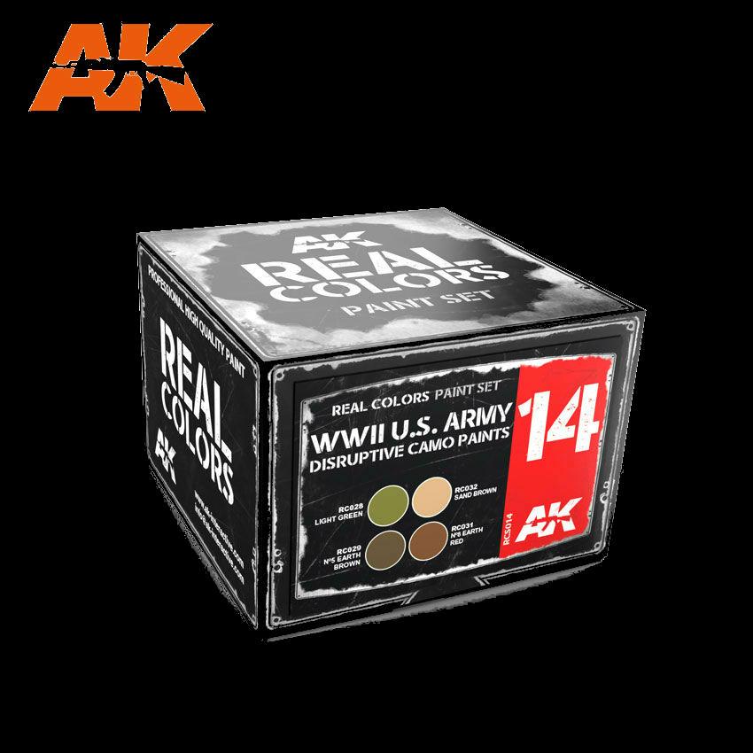 AK Interactive 	Real Colors: WWII US Army Disruptive Camo Acrylic Lacquer Paint Set (4) 10ml Bottles