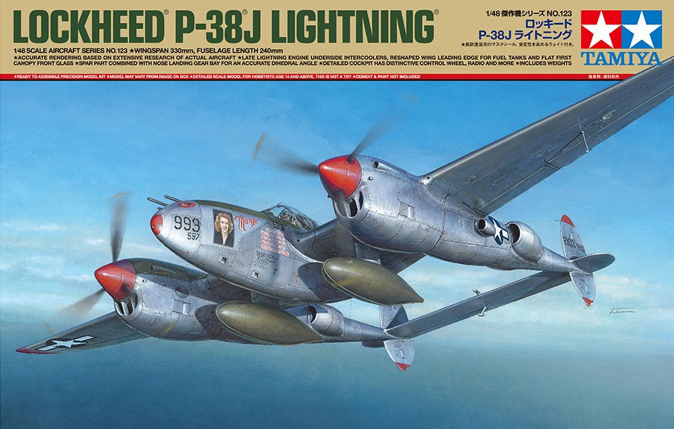 Tamiya Aircraft 1/48 P38J Lightning Fighter Kit