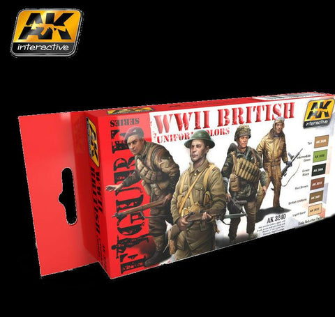 AK Interactive Figure Series: WWII British Uniform Colors Acrylic Paint Set (6 Colors)