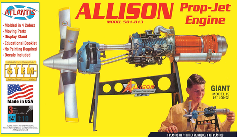 Atlantis 1/10 Allison 501-D13 Prop-Jet Engine w/Moving Parts & Stand (formerly Revell) Kit