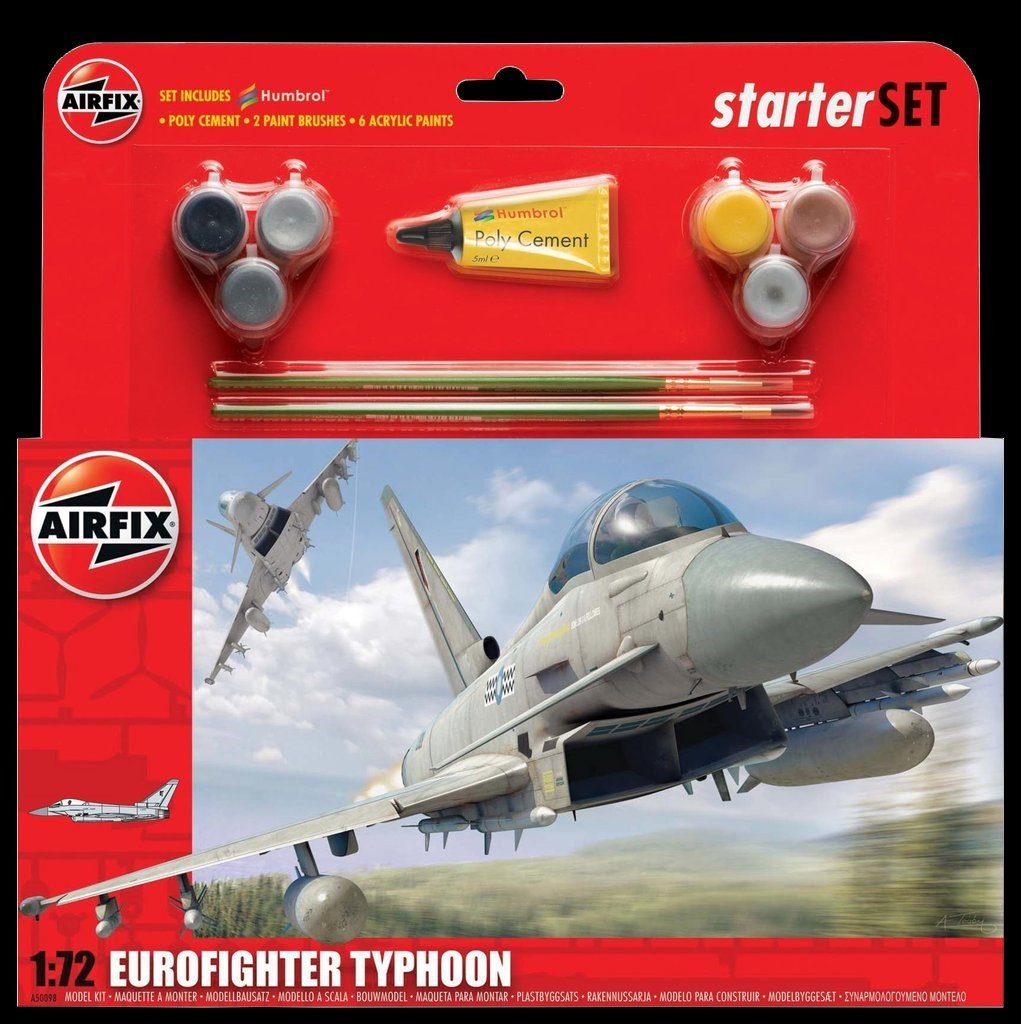 Airfix 1/72 Eurofighter Typhoon Aircraft Large Starter Set w/Paint & Glue Kit