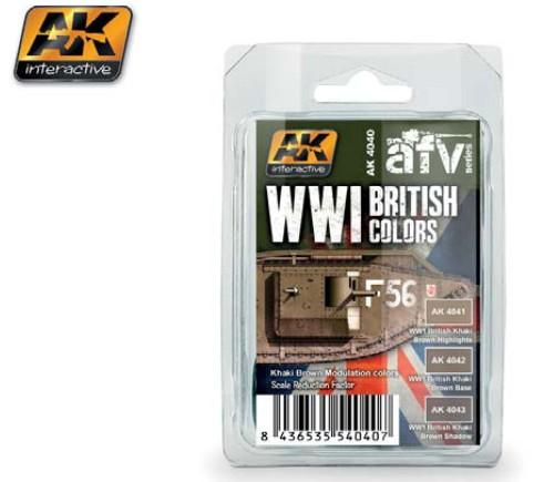 AK Interactive WWI British Colors Khaki Brown Modulation Acrylic Paint Set (3 colors) 17ml Bottles