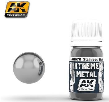 AK Interactive Xtreme Metal Stainless Steel Metallic Paint 30ml Bottle