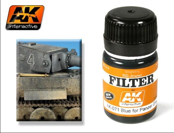 AK Interactive Filter Blue for Panzer Grey Enamel Paint 35ml Bottle