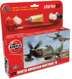 Airfix 1/72 P51D Mustang Fighter Small Starter Set w/Paint & Glue Kit