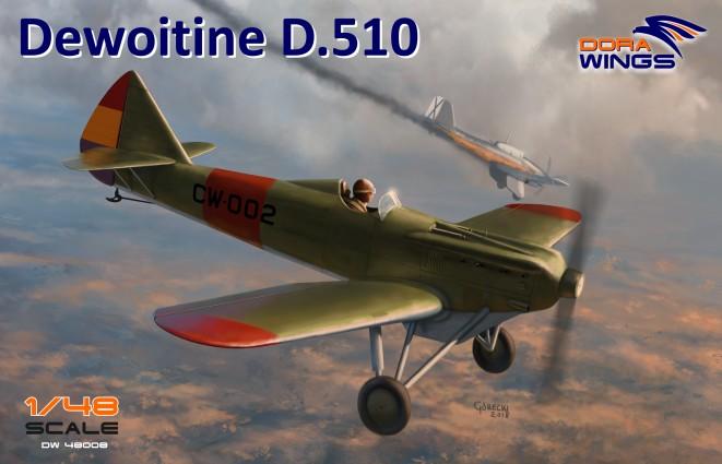 Dora Wings 1/48 Dewoitine D510 Spanish Civil War Monoplane Fighter (New Tool) Kit