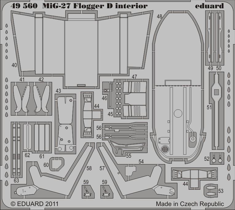 Eduard Details 1/48 Aircraft - MiG27 Flogger D Interior for ITA (Painted Self Adhesive)