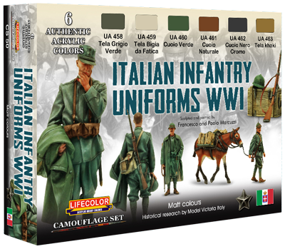 Lifecolor Italian WWI Infantry Uniform Camouflage Acrylic Set (6 22ml Bottles)