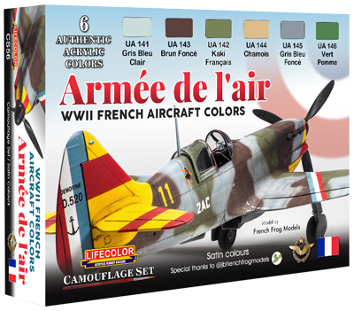 Lifecolor French WWII Aircraft Camouflage Acrylic Set (6 22ml Bottles)