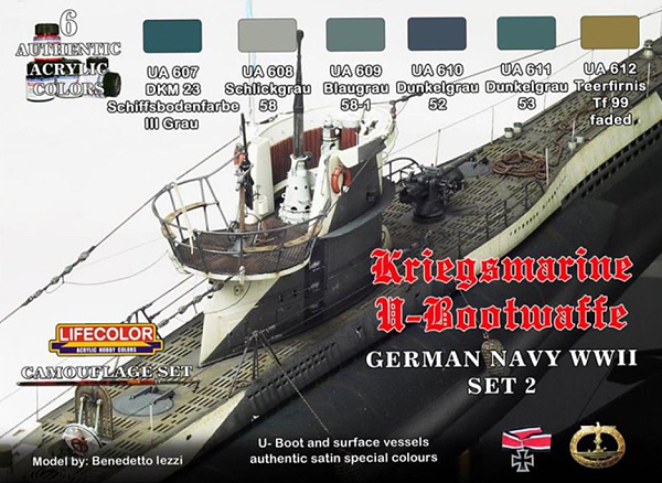 Lifecolor Acrylic German WWII Kriegsmarine #2 Camouflage Acrylic Set (6 22ml Bottles)