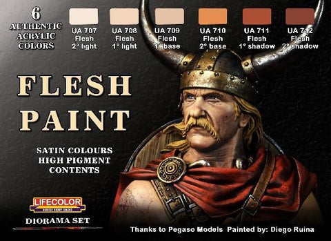 Lifecolor Acrylic Flesh Tones Diorama Acrylic Set (6 22ml Bottles)