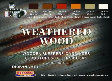 Lifecolor Acrylic 	Weathered Wood Diorama Acrylic Set (6 22ml Bottles)