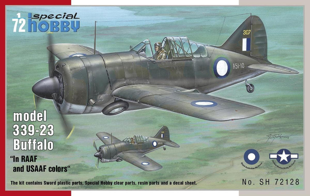 Special Hobby Aircraft 1/72 Buffalo Model 339-23 in RAAF & USAAF Colors Kit