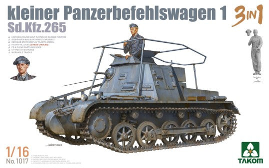 Takom 1/16 Kleiner Panzerbefehlswagen 1 SdKfz 265 Tank w/Figure (3 in 1) Kit